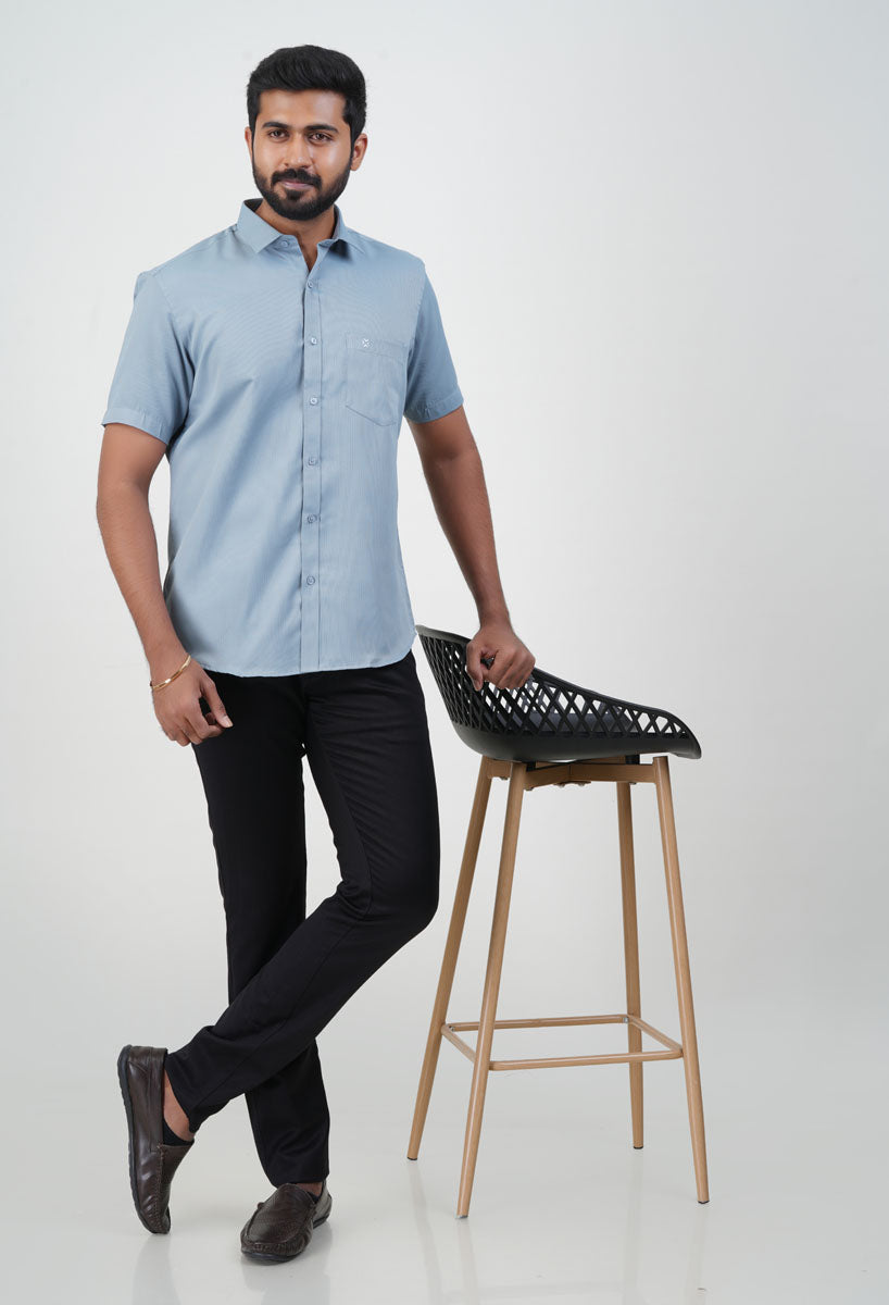 Yamaha Men’s Formal Shirt – Steel Blue – Half Sleeve