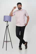 Yamaha Men’s Formal Shirt – Soft Blush Pink – Half Sleeve