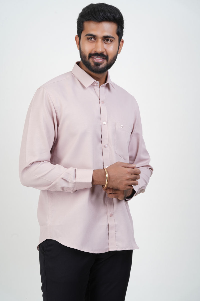 Yamaha Men’s Formal Shirt – Soft Blush Pink – Full Sleeve