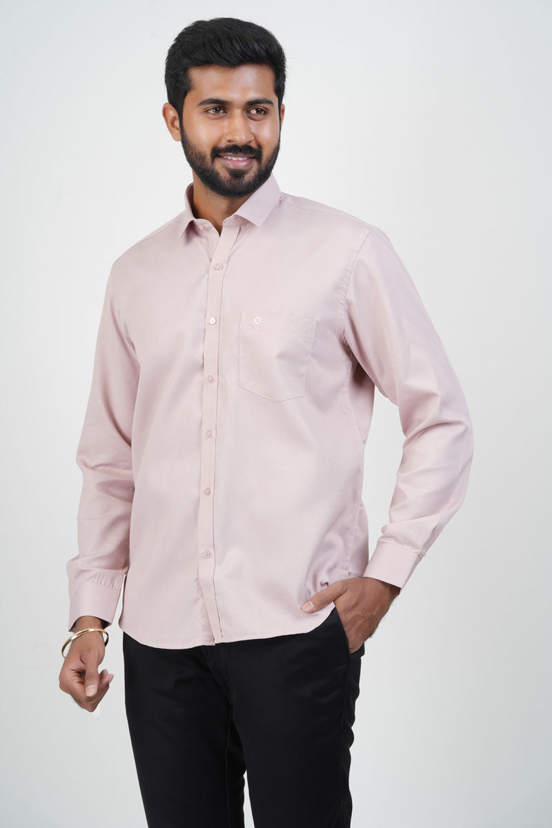 Yamaha Men’s Formal Shirt – Soft Blush Pink – Full Sleeve