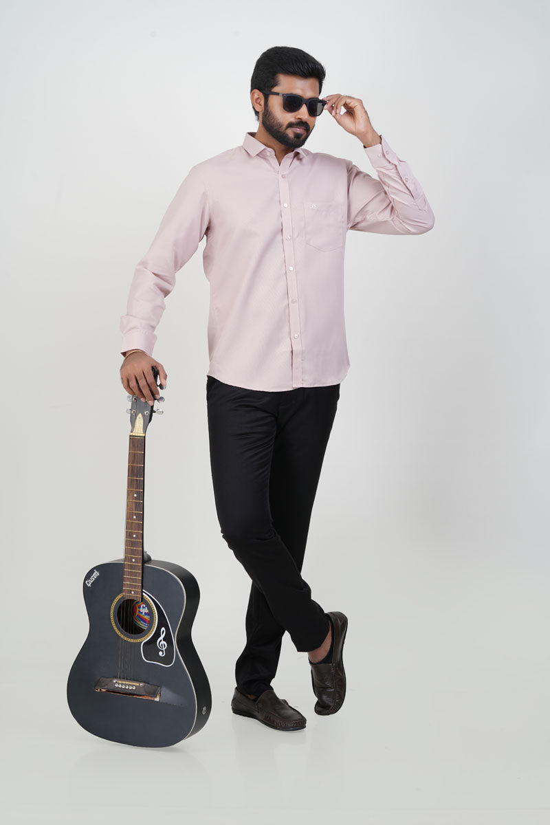 Yamaha Men’s Formal Shirt – Soft Blush Pink – Full Sleeve