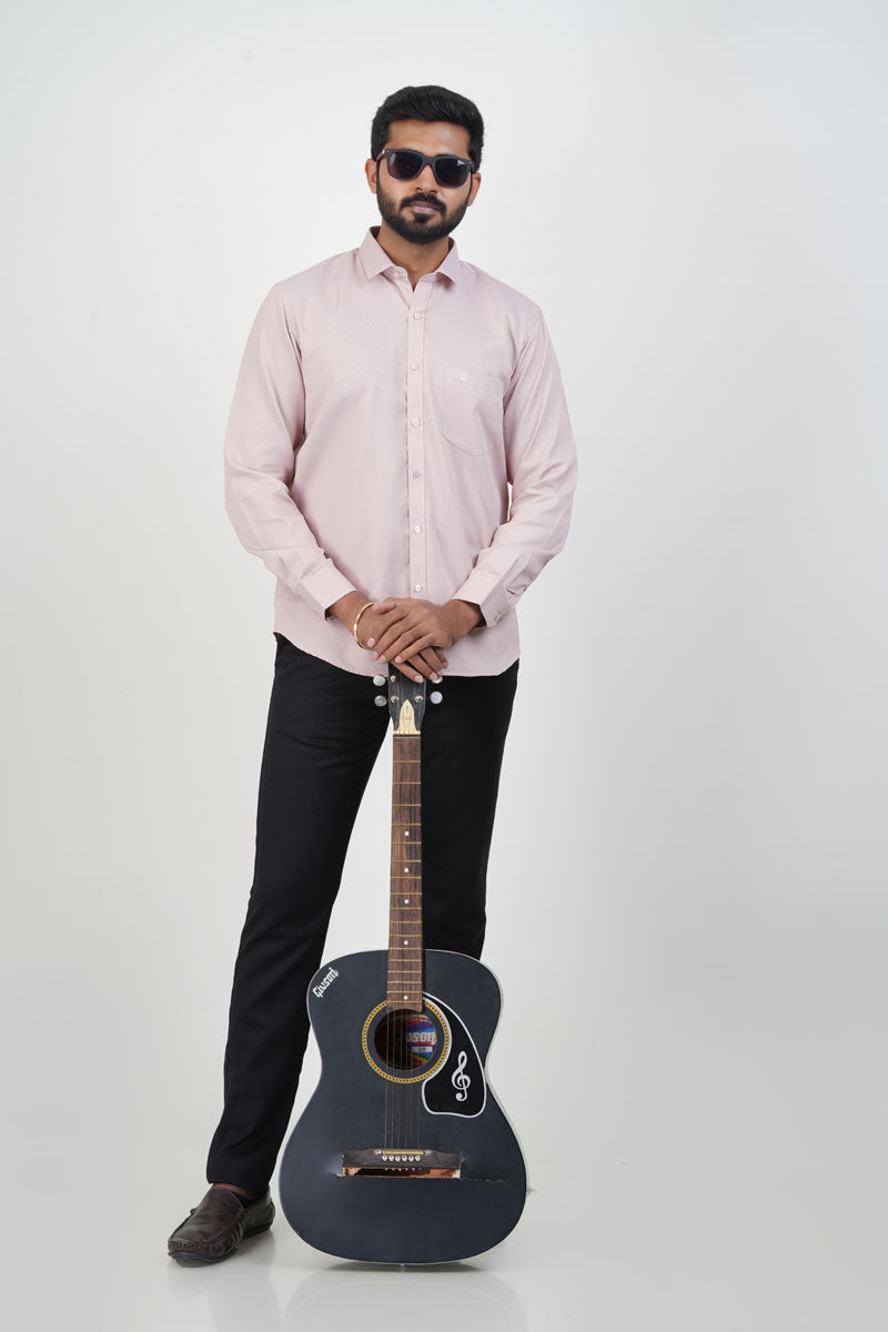 Yamaha Men’s Formal Shirt – Soft Blush Pink – Full Sleeve