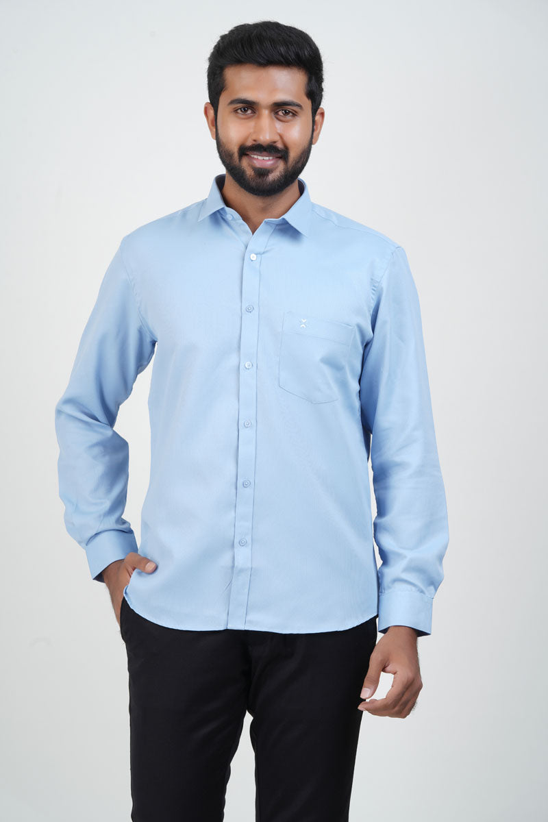 Yamaha Men’s Formal Shirt – Pastel Blue – Full Sleeve