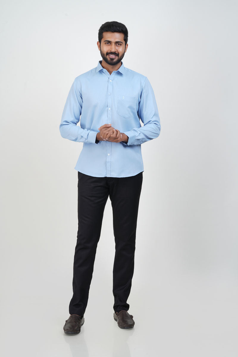 Yamaha Men’s Formal Shirt – Pastel Blue – Full Sleeve