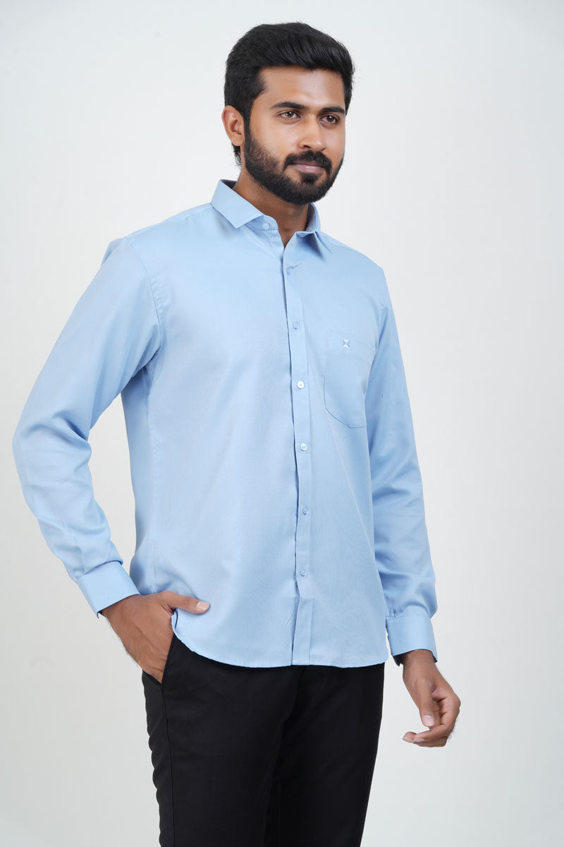 Yamaha Men’s Formal Shirt – Pastel Blue – Full Sleeve
