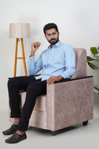 Yamaha Men’s Formal Shirt – Pastel Blue – Full Sleeve