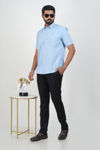 Yamaha Men’s Formal Shirt – Sky Blue – Half Sleeve