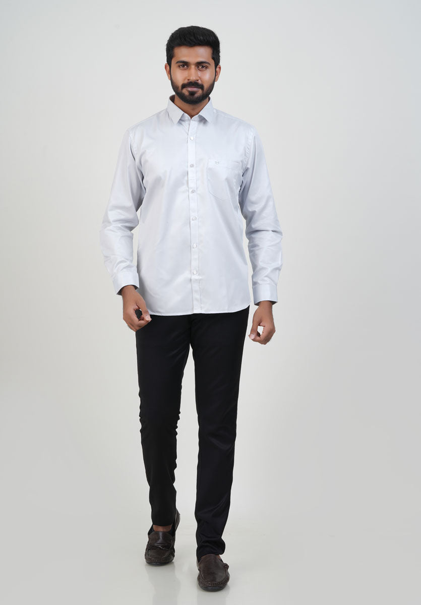 Newyork Men’s Formal Shirt – Silver Grey – Full Sleeve