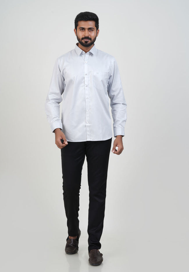 Newyork Men’s Formal Shirt – Silver Grey – Full Sleeve Main Image