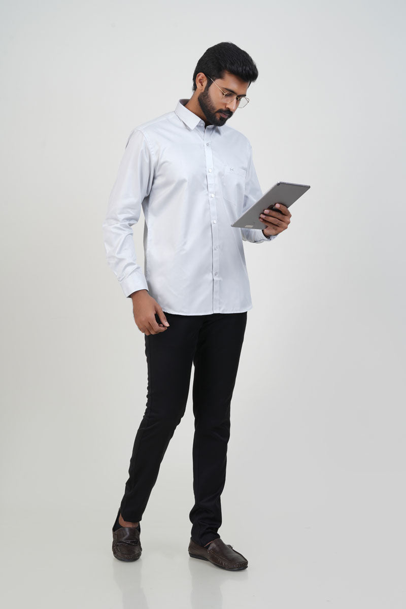 Newyork Men’s Formal Shirt – Silver Grey – Full Sleeve