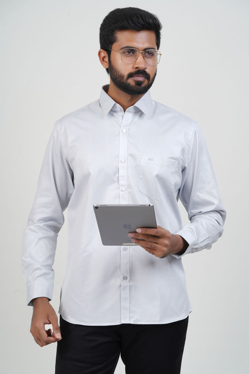 Newyork Men’s Formal Shirt – Silver Grey – Full Sleeve