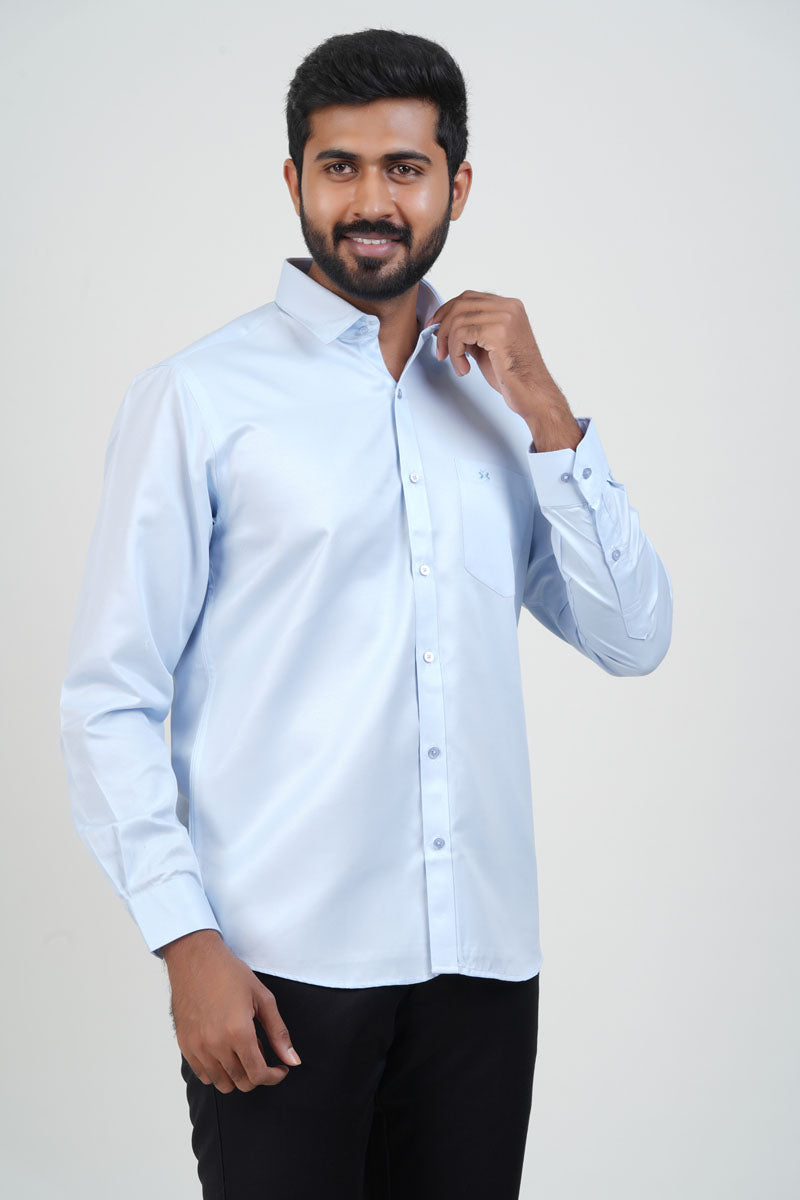Newyork Men’s Formal Shirt – Ice Blue – Full Sleeve