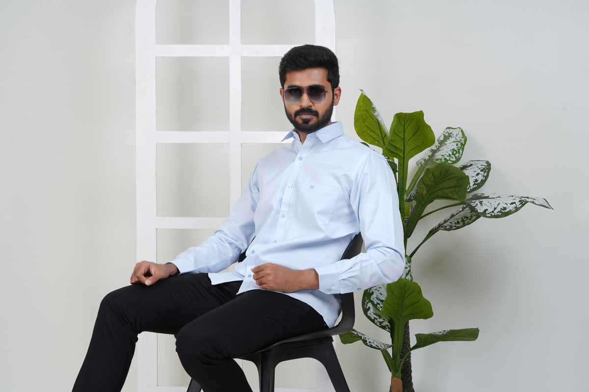 Newyork Men’s Formal Shirt – Ice Blue – Full Sleeve