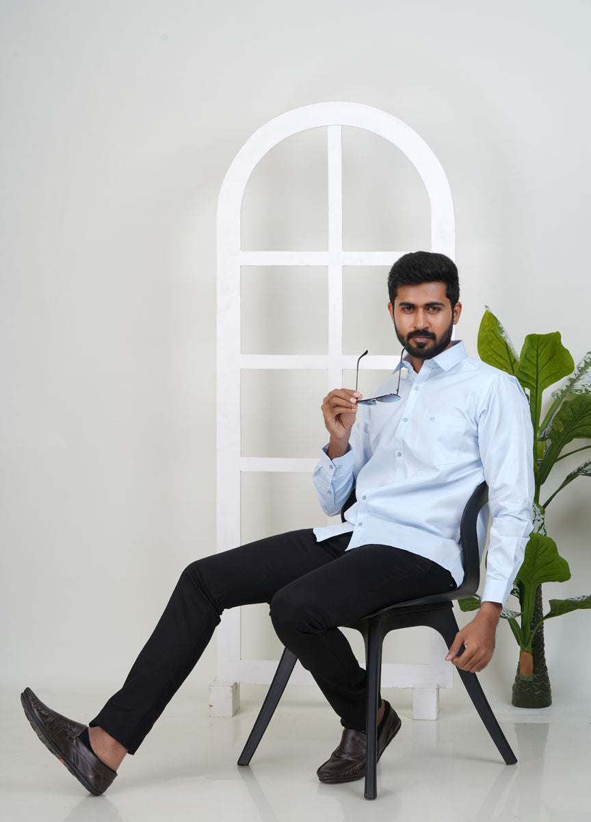 Newyork Men’s Formal Shirt – Ice Blue – Full Sleeve