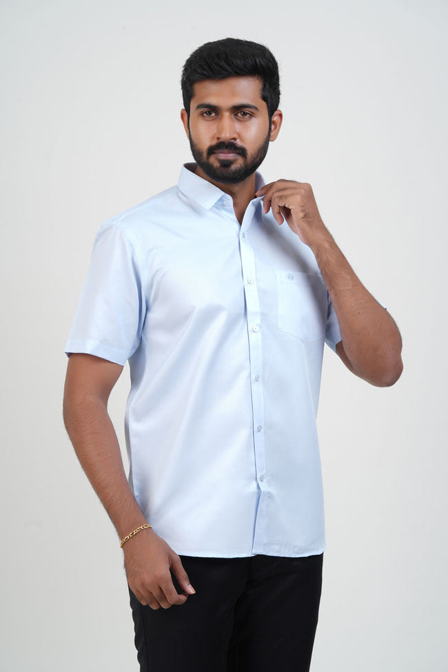 Newyork Men’s Formal Shirt – Ice Blue – Half Sleeve Main Image