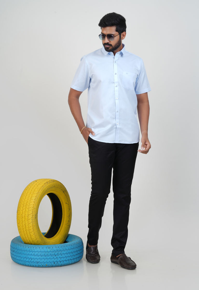 Newyork Men’s Formal Shirt – Ice Blue – Half Sleeve