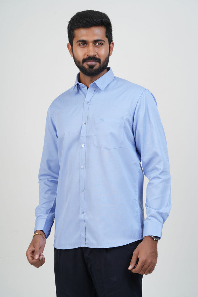Newyork Men’s Formal Shirt – Pastel Blue – Full Sleeve Hover Image