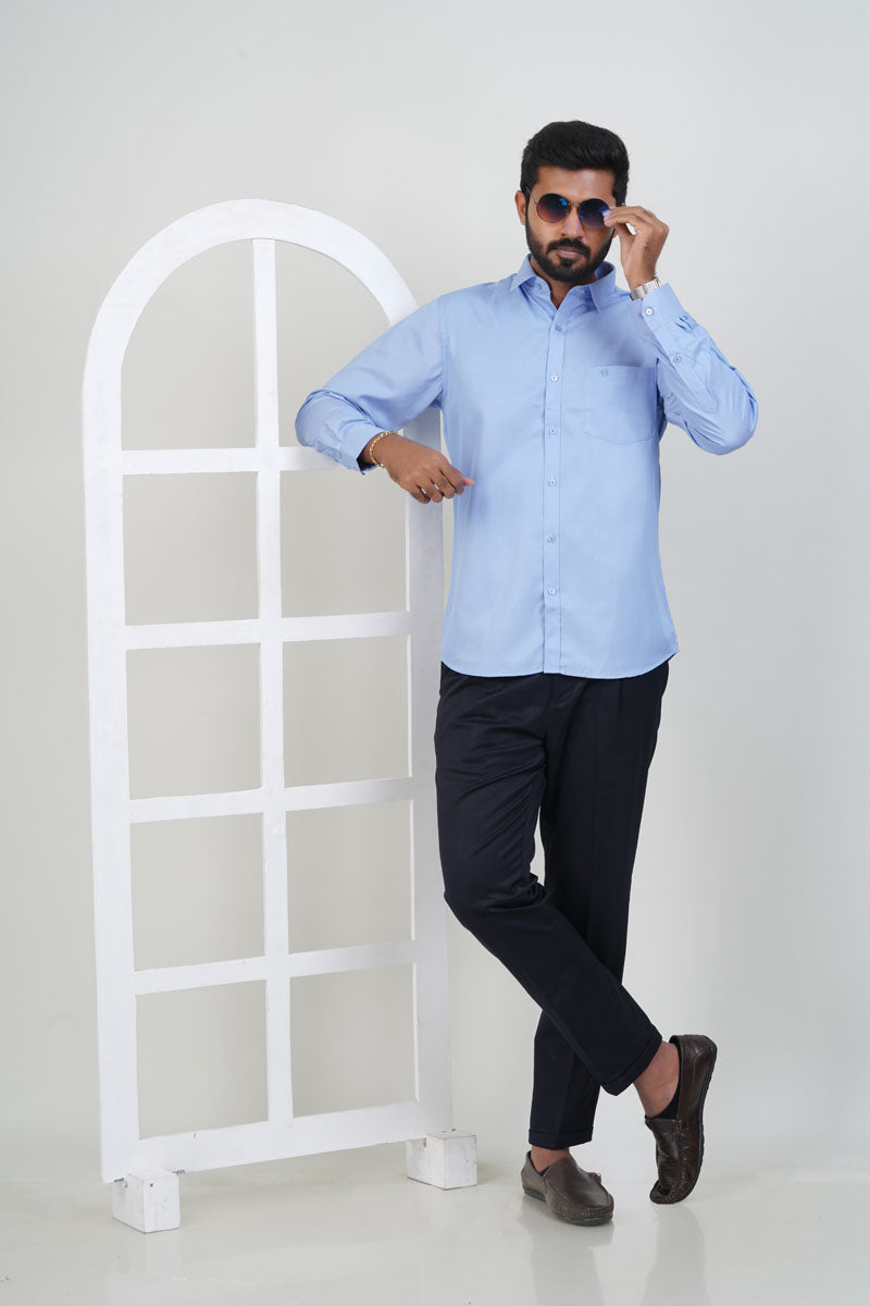 Newyork Men’s Formal Shirt – Pastel Blue – Full Sleeve