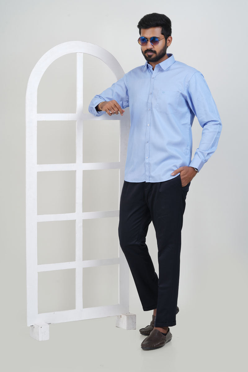 Newyork Men’s Formal Shirt – Pastel Blue – Full Sleeve