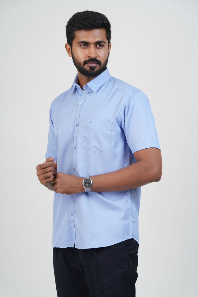 Newyork Men’s Formal Shirt – Pastel Blue – Half Sleeve Main Image