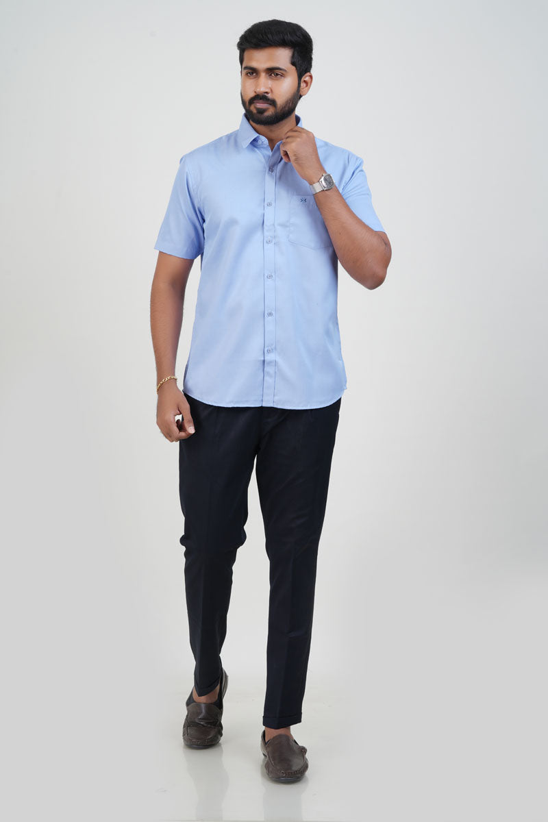 Newyork Men’s Formal Shirt – Pastel Blue – Half Sleeve