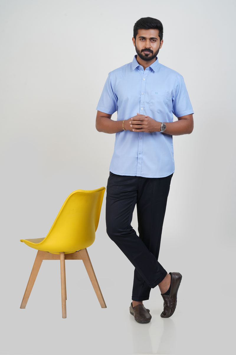 Newyork Men’s Formal Shirt – Pastel Blue – Half Sleeve