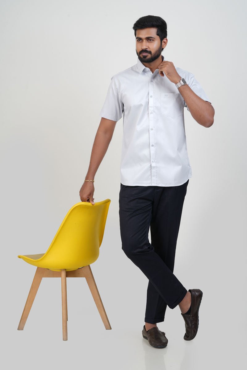 Newyork Men’s Formal Shirt – Silver Grey – 90505