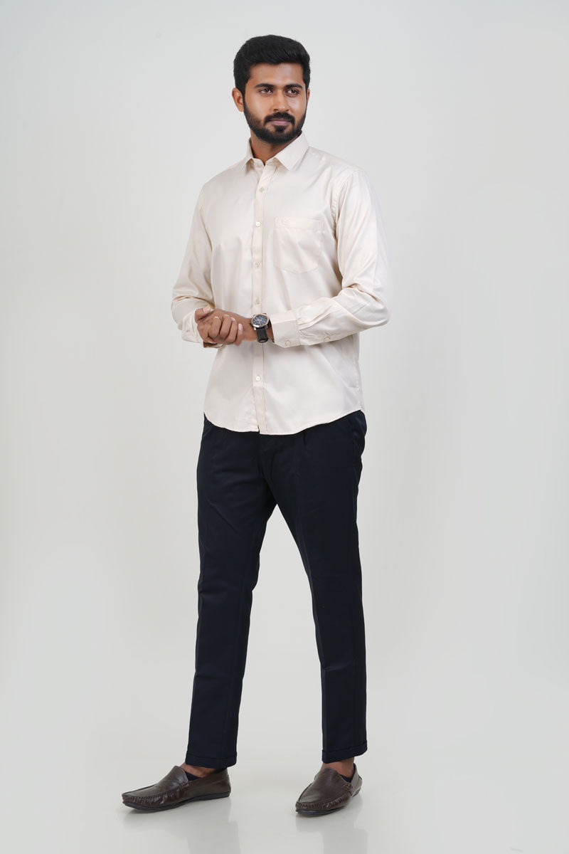 Newyork Men’s Formal Shirt – Cream – Full Sleeve