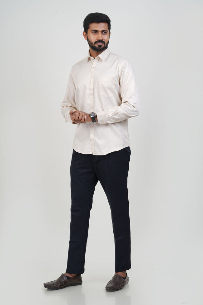 Newyork Men’s Formal Shirt – Cream – Full Sleeve Main Image