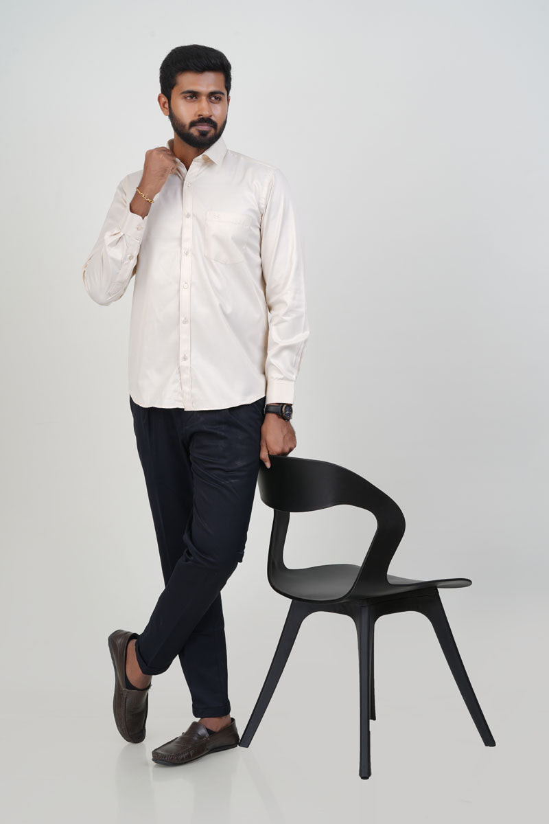 Newyork Men’s Formal Shirt – Cream – Full Sleeve
