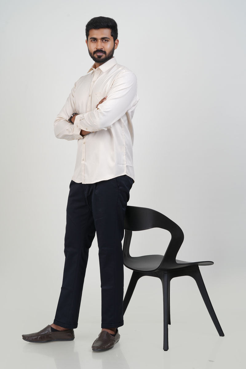 Newyork Men’s Formal Shirt – Cream – Full Sleeve