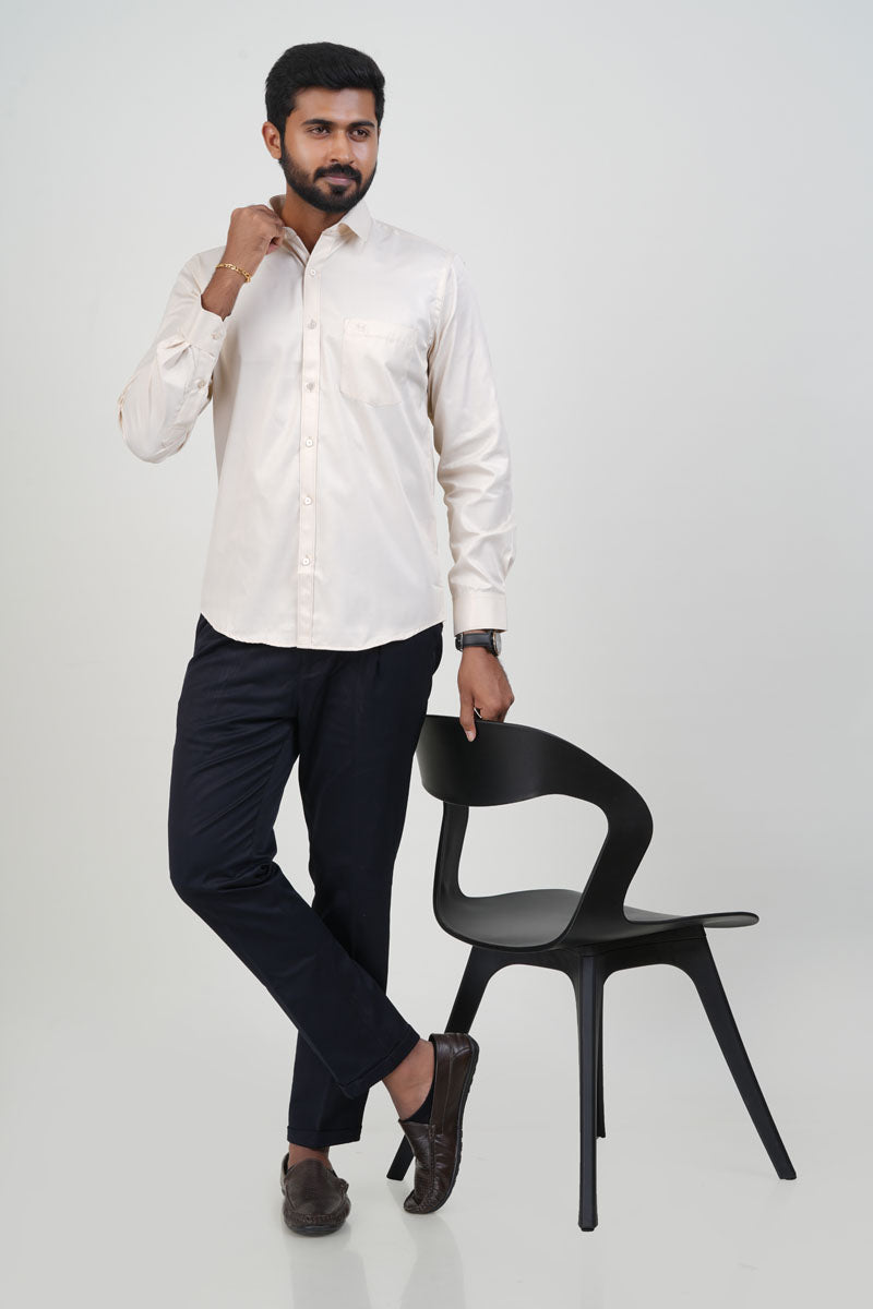 Newyork Men’s Formal Shirt – Cream – Full Sleeve