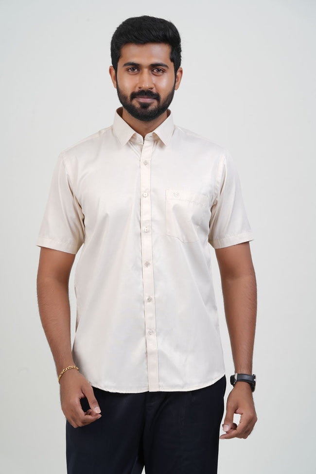 Newyork Men’s Formal Shirt – Cream – Half Sleeve Hover Image