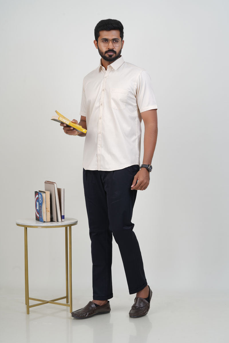 Newyork Men’s Formal Shirt – Cream – Half Sleeve