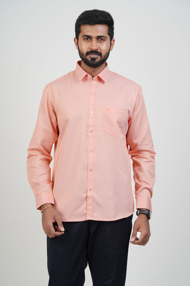 Newyork Men’s Formal Shirt – Peach – Full Sleeve Main Image