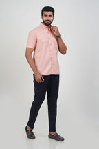 Newyork Men’s Formal Shirt – Peach – Half Sleeve