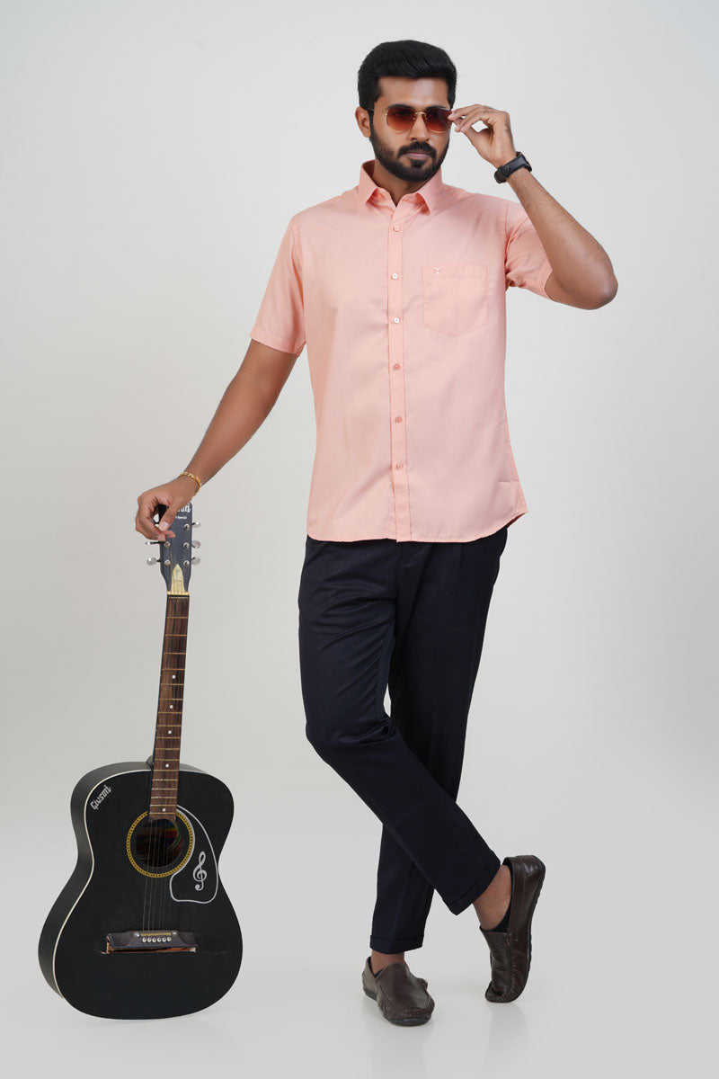 Newyork Men’s Formal Shirt – Peach – Half Sleeve