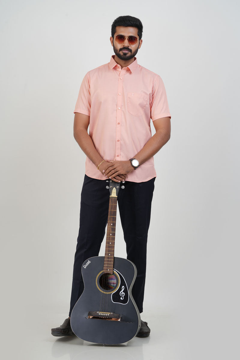 Newyork Men’s Formal Shirt – Peach – Half Sleeve