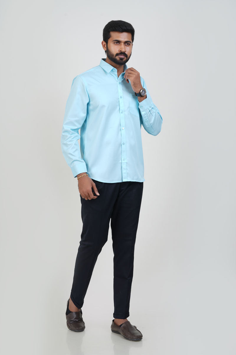 Newyork Men’s Formal Shirt – Aqua Blue – Full Sleeve