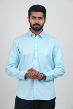 Newyork Men’s Formal Shirt – Aqua Blue – Full Sleeve