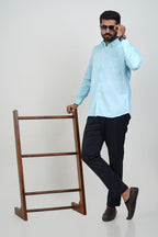 Newyork Men’s Formal Shirt – Aqua Blue – Full Sleeve