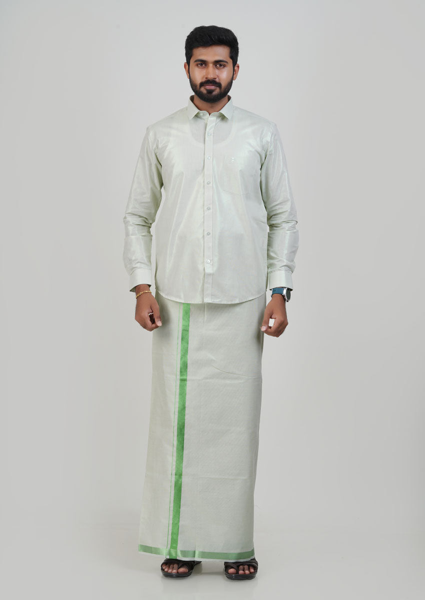 Anandha Bandham Light Green Tissue Single Set – Full Sleeve