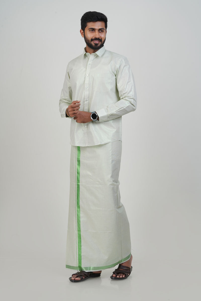 Anandha Bandham Light Green Tissue Single Set – Full Sleeve