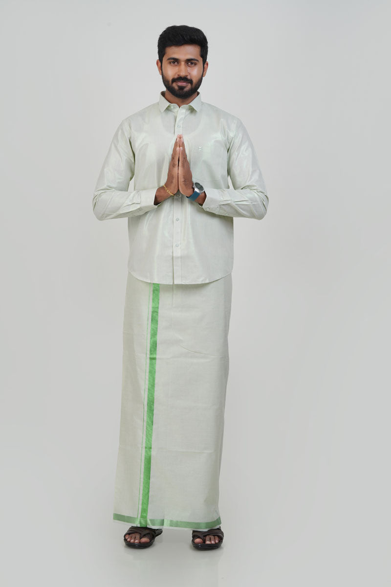 Anandha Bandham Light Green Tissue Single Set – Full Sleeve