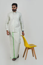 Anandha Bandham Light Green Tissue Single Set – Full Sleeve