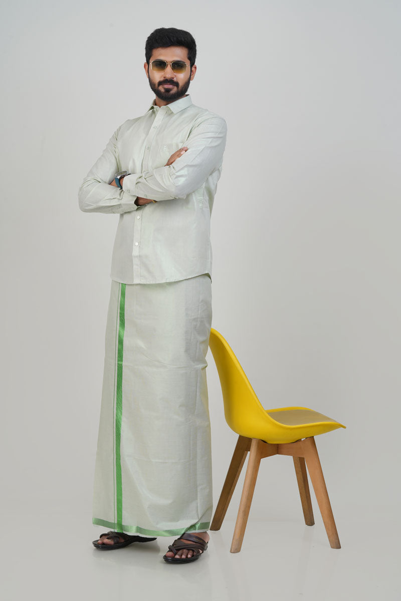 Anandha Bandham Light Green Tissue Single Set – Full Sleeve
