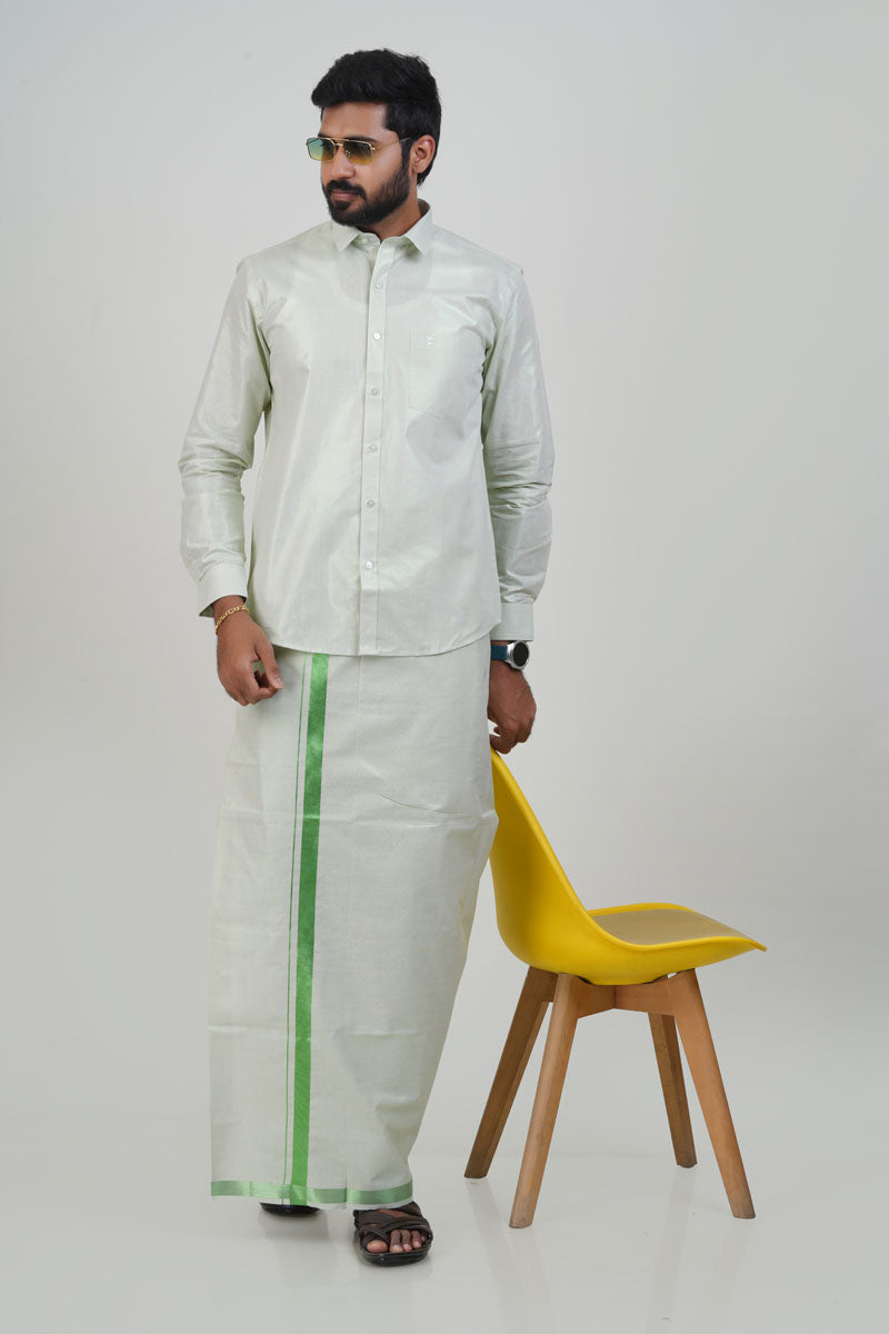 Anandha Bandham Light Green Tissue Single Set – Full Sleeve