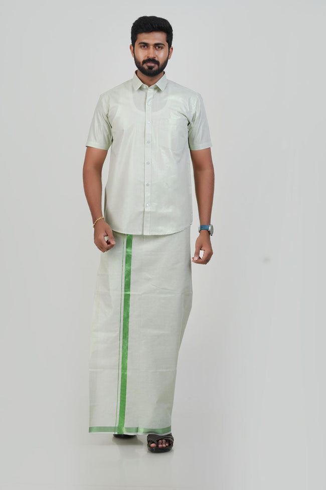 Anandha Bandham Tissue Single Set-Light Green–73508 Main Image