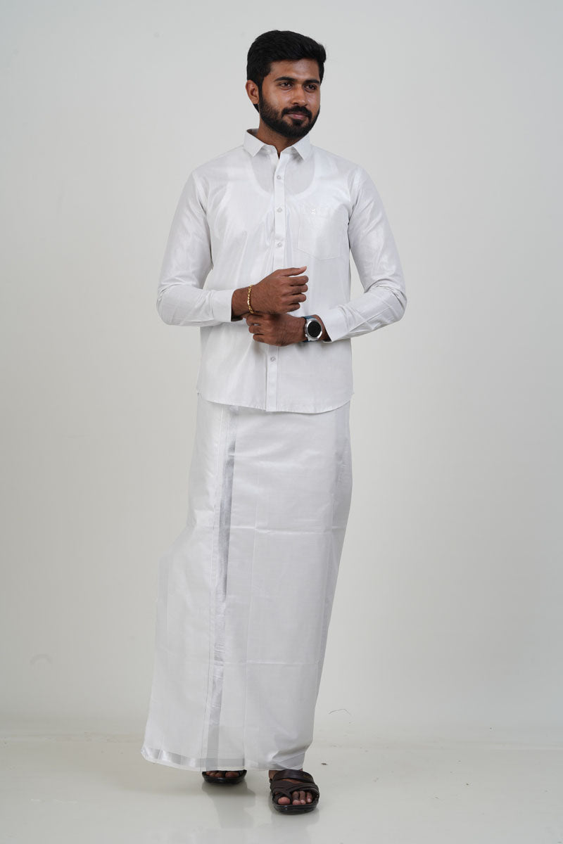 Anandha Bandham Silver Tissue Single Set – Full Sleeve