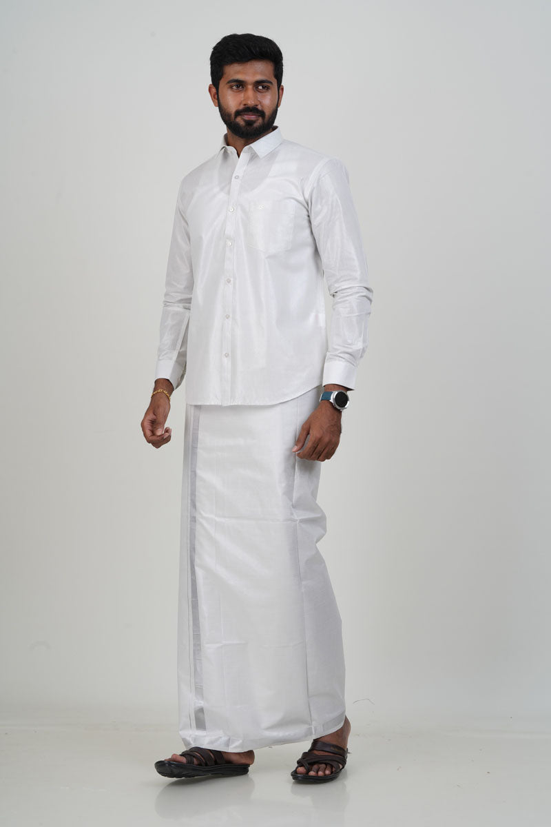 Anandha Bandham Silver Tissue Single Set – Full Sleeve